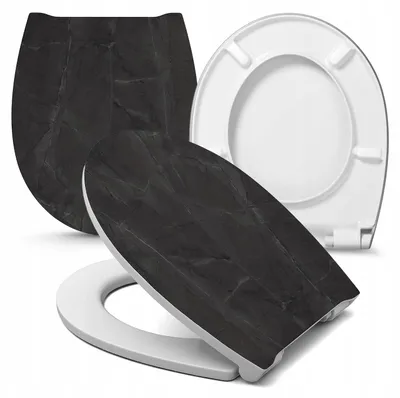 Produktbild von WC Sitz - Toilettensitz - Grau - 44,5 Cm X 38,5 Cm - Selbstschließend - Antibakteriell - Duroplast - Toilettendeckel