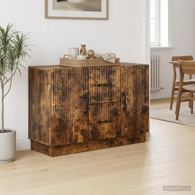 Image de Buffet vidaXL en chêne fumé 89 x 34,5 x 57 cm, aggloméré