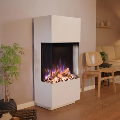 Produktbild von Glow Fire Elektrokamin 'PR11' in Weiss| LED Standkamin in weiß mit Heizung (1500 W) | HxBxT: 130x61,5x40cm