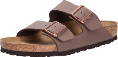 Produktbild von Birkenstock Arizona Damen , Herren Pantolette Birko-Flor Nubuk, Farbe:Mocca, Größe:42, Weite:Normal