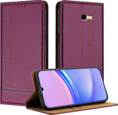 Produktbild von Handyhülle für Samsung Galaxy J4 Plus Leder Flip Klappbare Schutzhülle mit Standfunktion Lila