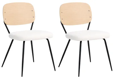 Obrázek produktu pro BELIANI Sada 2 jídelních židlí krémově bílá černé železné nohy bez područek ochranné krytky moderní minimalistický design jídelna