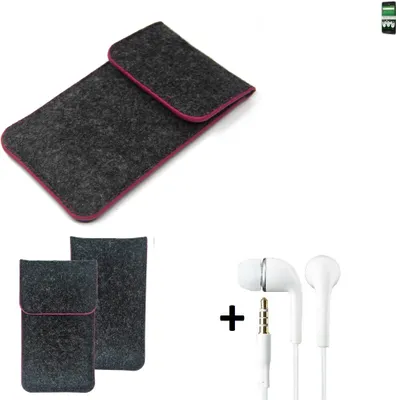 Produktbild von K-S-Trade Handy Hülle Schutz Hülle kompatibel mit doro 8035 Schutzhülle Handyhülle Filztasche Pouch Tasche Case Sleeve Filzhülle dunkelgrau rosa