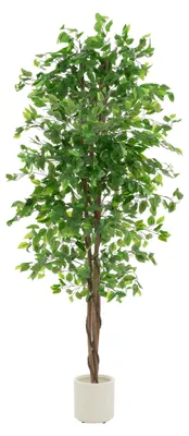 Produktbild von ML-Design Kunstpflanze Ficus 210cm Künstliche Pflanzen groß wie echt Zimmerpflanze mit Naturholzstamm im Topf Pflegeleichter Plastikpflanzen Kunstbaum