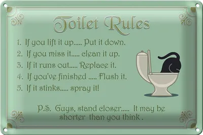 Produktbild von Blechschild Spruch 30x20cm Toilet Rules if you lift it up