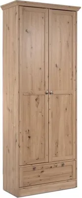 Image de Armoire Landwood,Reproduction Chêne Artisan, 2 Portes, 1 Tiroir, L80 x P39 x H200 cm