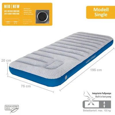 Zdjęcie produktu dla High Peak 40043, Pojedynczy materac, Wewnętrz i na wolnym powietrzu, Wbudowana pompa powietrza