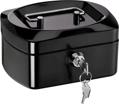 Produktbild von Geldkassette Stahlblech mit Schloss 155x120x80mm schwarz Packung mit 30 Stück