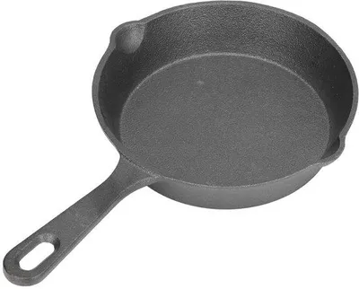 Produktbild von Gusseisenpfanne, 14 cm - runde Grillpfanne - mit Griff - ideal für Herd und Ofen
