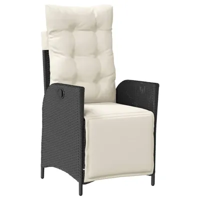 Produktbild von "2026 Aktion"Stuhl Terrasse - Gartensessel mit Fußteil Verstellbar Schwarz Poly Rattan - 57x61x93cm - Gartenstühle NeuMöbel912458