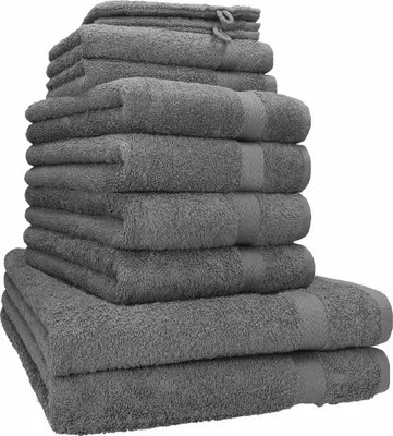 Produktbild von Betz 10-tlg. Handtuch-Set PREMIUM 2 Duschtücher 4 Handtücher 2 Gästetücher 2 Waschhandschuhe  Farbe: anthrazit