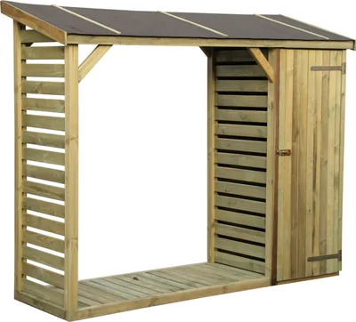 Produktbild von Kaminholzunterstand mit Schrank - Abmessungen: 250 x 100 x 215 cm (L x B x H)