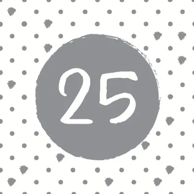 Produktbild von 20 Servietten 25th Birthday - Zahl 25 auf Kreis silber 33x33cm