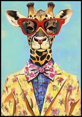 Immagine prodotto di Poster 70x100cm Poster artistico vintage | Ritratto | Giraffa | Pop Art