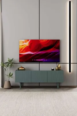 Obrázok produktu pre Skye Decor, kvalitný televízny stojan (s rodičovským zámkom) – zelený laminát, 140x50x29 cm