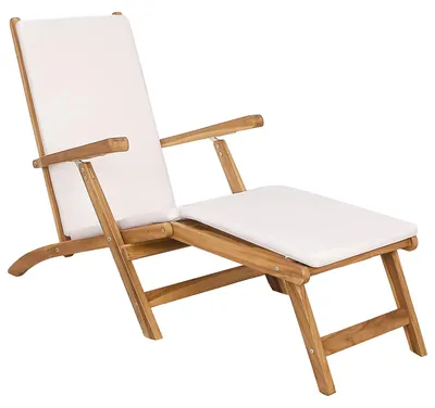 Produktbild von vidaXL Klappliegestuhl mit Kissen Weiß Massivholz Teak