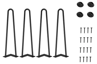 Immagine prodotto di Gambe per tavolo da 45 cm - Gambe a forcina - Set di 4 - Acciaio resistente - Supporto fino a 450 lbs - Protezioni per il pavimento - Gambe per mobili