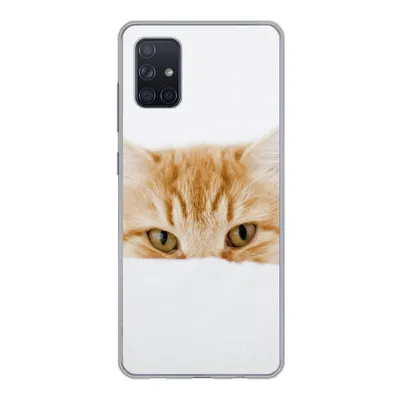 Produktbild von MuchoWow® Handyhülle Schutzhülle Hülle für Samsung Galaxy A71 Katze - Rot - Weiß - Mädchen - Jungen - Kind Silikon Softcase Handy Hülle - Kartenbesitzer