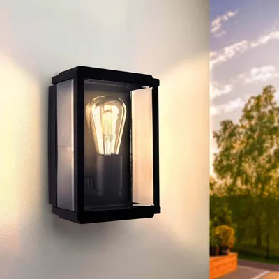 Produktbild von Ledvion - LED Wandleuchte - Lyra - schwarz - E27 - Glas -  EU -