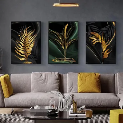 Produktbild von TPFLiving Kunstdruck LW-11 (OHNE RAHMEN) Poster - Leinwand - Wandbild - Hochauflösender Giclée-Druck, langlebig und hochwertig - Goldene Blätter -  - Größe: 21x30cm
