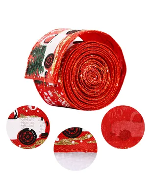 Image de INF Ruban déco Noël rouge avec motif Noël 5 cm / 6 m