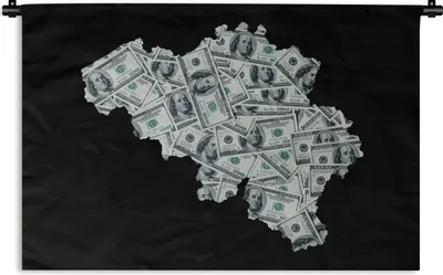 Produktbild von MuchoWow® Wandteppich Wandbehang Karte - Belgien - Geld 120x80 cm Tapisserie Dekoration Wandtuch - Wanddekorationen - Wandtücher