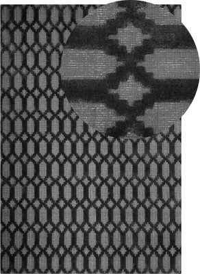 Produktbild von BELIANI Teppich Grau 140 x 200 cm Kurzflor Geometrisches Muster Rechteckig Handgewebt Klassisch