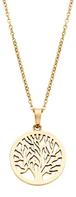 Produktbild von CO88 Collection Beloved 8CN-26058 Stahlkette mit Anhänger – Lebensbaum Ø 20 mm – Länge 42 + 5 cm – Goldfarben