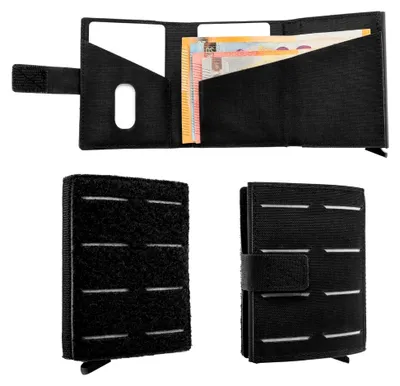 Produktbild von Tactical Wallet - Geldbörse Herren - Robustes Herren Portemonnaie aus Cordura Bundeswehr Stoff RFID Cardholder - Platz für 12 Karten (Ohne Münzfach, Schwarz)