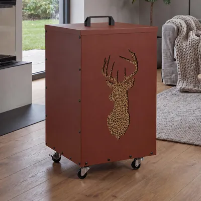 Image de Conteneur à granulés HWC-Q30 Hirsch, boîte de rangement pour granulés, par exemple pour l'alimentation animale, pieds en roulettes, dimensions : 65 x 36 x 36 cm, couleur : cuivrée