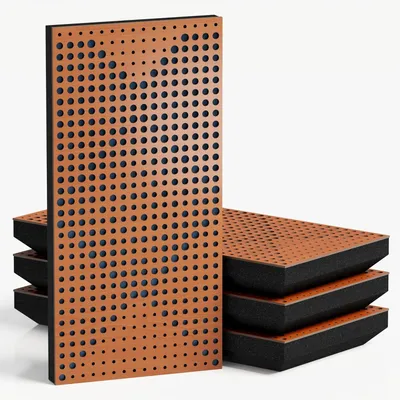 Productafbeelding van Set van 10 smalle akoestische panelen WILDS-F, 50x25x5 cm, kersenhout/blauw