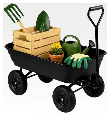 Produktbild von Transportwagen Handwagen mit einer Traglast von 75 L / 200 kg, kippbar, Gartenwagen für Werkzeuge, schwarz