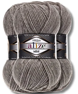 Imagen del producto de Alize 3x 100g Superlana Midi, hilo de lana, color sólido, ideal para tejer a crochet o a dos agujas (modelo 283)