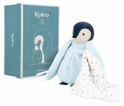Produktbild von Kaloo Kuscheltier Pinguin blau mit Kusstuch - weiches Plüsch Babyspielzeug