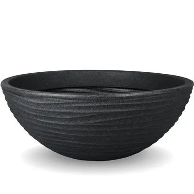 Produktbild von XL Pflanzschale Ø 52 cm Pflanz Blumen Kübel Schale Kunststoff rund Anthrazit