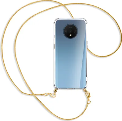 Produktbild von Handykette Backcover-Schutzhülle mit Band (Metall goldfarben) für OnePlus 7T - goldfarbene Kette Snake