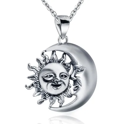 Produktbild von MATERIA 925 Sterling Silber Kettenanhänger MOND UND SONNE antik mit Schmuckbox #KA-253