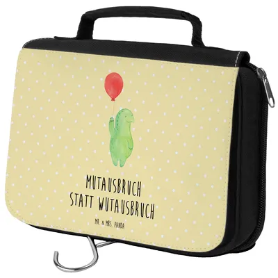 Produktbild von Mr. & Mrs. Panda Schminktasche Schildkröte Luftballon - Gelb Pastell - Geschenk, Schildkröten, kulturtäschchen, Ballon, Kosmetiktasche, Motivationsspruch, Kulturbeutel