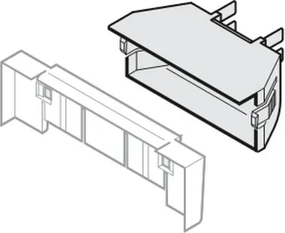A line drawing illustration of two plastic components, likely for a lighting or signage system.