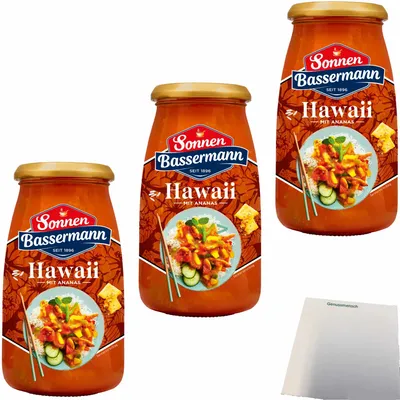 Produktbild von Sonnen Bassermann Sauce Hawaii mit Ananas 3er Pack (3x515g Glas) + usy Block