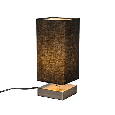 Produktbild von QAZQA - Moderne Tischleuchte I Tischlampe I Lampe I Leuchte schwarz mit Stahl I Silber I nickel matt - Milo I Wohnzimmer I Schlafzimmer I Nachttischleuchte - Stahl Quadratisch I Rechteckig - LED geeig