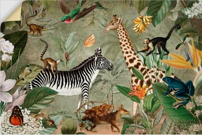 Produktbild von ARTland Wandbild, selbstklebend Wilde Tiere im exotischen Regenwald Größe: 90x60 cm
