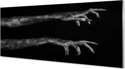 Produktbild von Glasbilder 125x50 Wandkunst Schwarzer Hintergrund schmutzige Hände