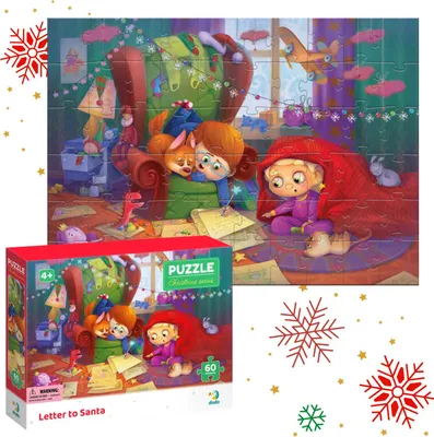 Zdjęcie produktu dla Puzzle List Do Świętego Mikołaja 60 Elementów Kolorowa Układanka Dla Dzieci