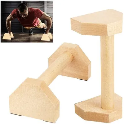 Productafbeelding van 2 stuks houten push-upgrepen, antislip push-upgrepen, bar, yoga, handstand, handgrepen voor binnen en buiten (1 paar, 25 cm)