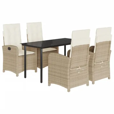 Produktbild von vidaXL 5-tlg. Garten-Essgruppe mit Kissen Beige Poly Rattan