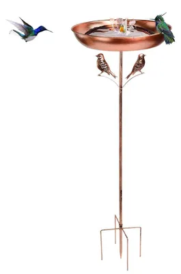 Produktbild von Vogeltränke Stehend Vogelbad mit Ständer Ø 30 x 80 cm Metall für Draußen Garten