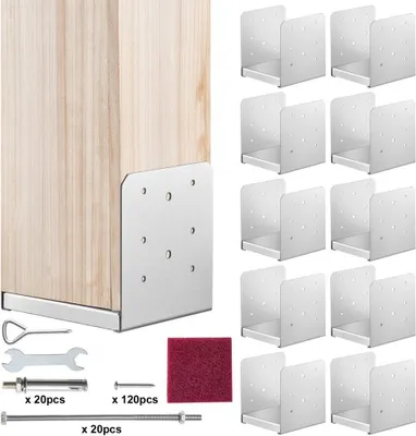 Immagine prodotto di 10 pezzi - Base di ancoraggio regolabile per pali in cemento 152,4 x 152,4