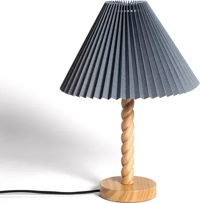 Produktbild von Tischlampe Holz und Stoff Moorea Grau