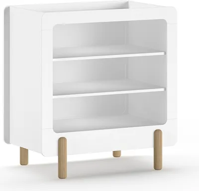 Image de JAXX - SMILE Commode à langer avec 3 compartiments ouverts, finition MDF laqué blanc